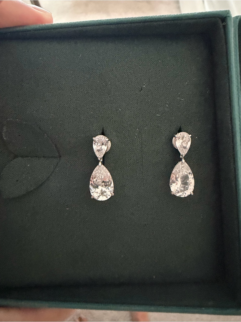 Never used! Aurate Silver Teardrop Drop Earrings - lab grown white sapphire
